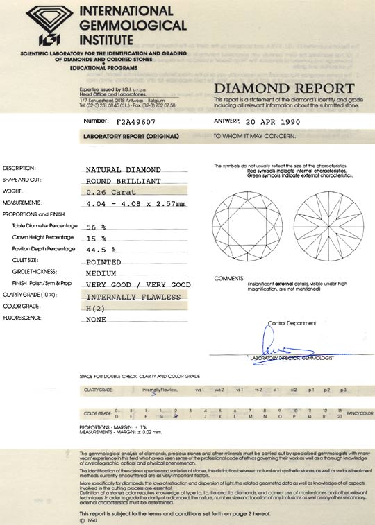 Foto 9 - Diamant 0,26 Brillant IGI Lupenrein Wesselton sehr gut, D6085