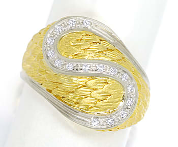 Foto 1 - Design Feder Bandring mit 16 Diamanten in 18K Gold, S2073