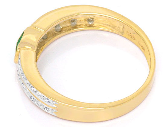 Foto 3 - Diamant Smaragd Ring 14K Gelbgold 16 Diamanten, S6855